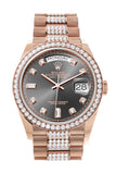 Rolex Day-Date 36 Slate Dial Diamond Bezel 18K Everose Gold Diamond President Watch 128345RBR