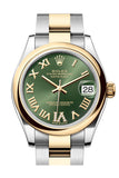 Rolex Datejust 31 Olive Green Roman Diamond on 6 Dial Yellow Gold Steel Ladies Watch 278243 278243-0015