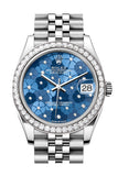 Rolex Datejust 31 Azzurro Blue floral Motif Diamond Dial Jubilee Ladies Watch 278384RBR 278384RBR-0040