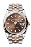 Rolex Datejust 36 Chocolate Dial Dome Rose Gold Two Tone Jubilee Watch 126201