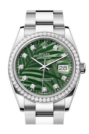 Rolex Datejust 36 Green palm Motif Diamond Dial Diamond Bezel Watch 126284RBR 126284RBR-0048