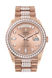 Rolex Day-Date 36 Rosé Colour Dial Diamond Bezel 18K Everose Gold Diamond President Watch 128345RBR