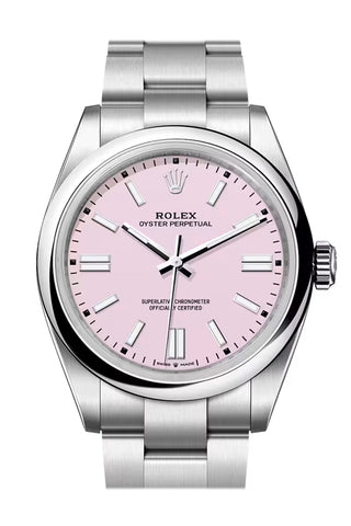 Rolex Oyster Perpetual 41 Pink Dial Bezel Steel Watch 134300-0013 134300