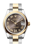 Rolex Datejust 31 Dark Grey Roman Diamond on 6 Dial Yellow Gold Steel Ladies Watch 278243 278243-0017
