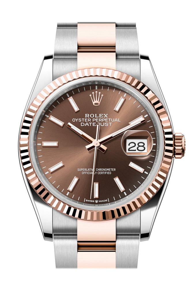 Rose Gold Two Tone tagged rolex datejust 36mm WatchGuyNYC