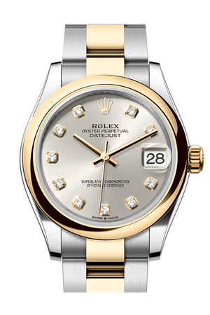 Rolex Datejust 31 Silver Diamond Dial Yellow Gold Steel Ladies Watch 278243 278243-0019