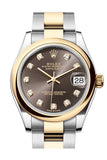 Rolex Datejust 31 Dark Grey Diamond Dial Yellow Gold Steel Ladies Watch 278243 278243-0021