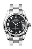 Rolex Datejust 31 Black Roman Dial Fluted Bezel Ladies Watch 278274 278274-0001