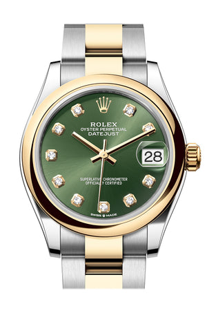 Rolex Datejust 31 Olive Green Diamond Dial Yellow Gold Steel Ladies Watch 278243 278243-0029