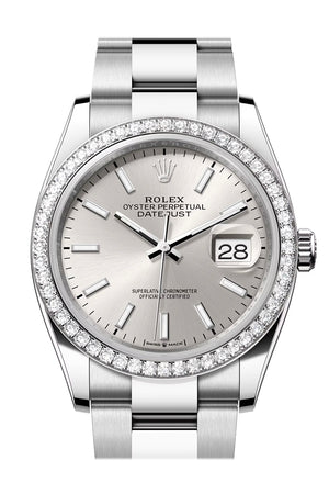Rolex Datejust 36 Silver Dial Diamond Bezel Watch 126284RBR 126284RBR-0006