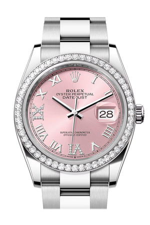 Rolex Datejust 36 Pink Roman Dial Diamond Bezel Watch 126284RBR 126284RBR-0024