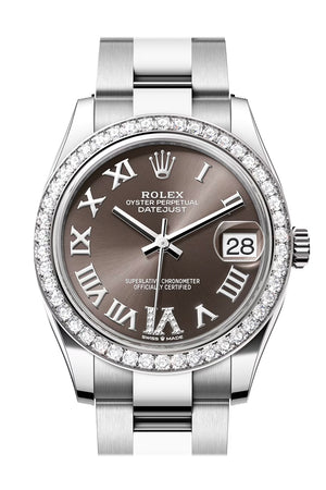 Rolex Datejust 31 Dark Grey Roman Diamond Dial Ladies Watch 278384RBR 278384RBR-0031
