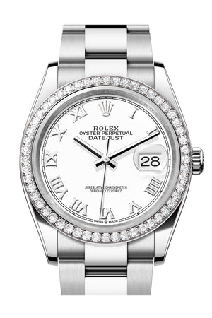 Rolex Datejust 36 White Roman Dial Diamond Bezel Watch 126284RBR 126284RBR-0018