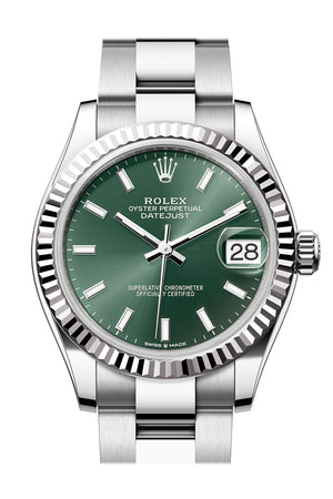 Rolex Datejust 31 Green Dial Fluted Bezel Ladies Watch 278274 278274-0017