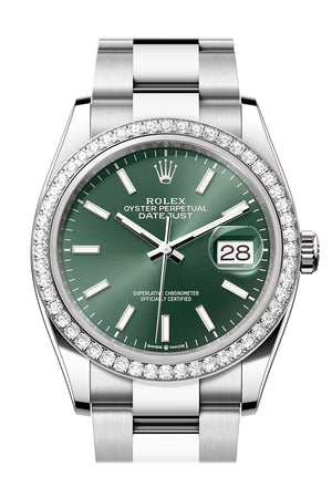 Rolex Datejust 36 Green Dial Diamond Bezel Watch 126284RBR 126284RBR-0044