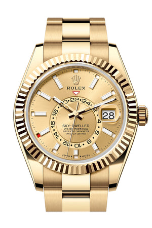 Rolex Sky Dweller 42 Champagne Dial Yellow Gold Oyster Mens Watch 336238