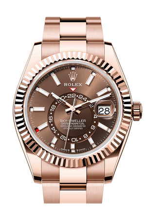 Rolex Sky Dweller 42 Chocolate Dial Rose Gold Oyster Mens Watch 336935