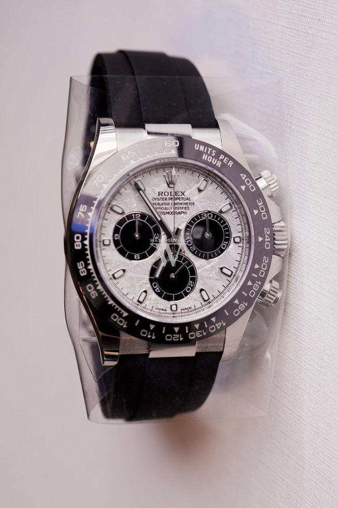 White gold daytona clearance rubber strap