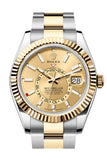 Rolex Sky Dweller 42 Champagne Dial Yellow Gold Stainless Steel Oyster Mens Watch 336933-0001 336933 New Release Model 2023