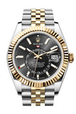 Rolex Sky Dweller 42 Bright Black Dial Yellow Gold Stainless Steel Jubilee Mens Watch 336933-0004 336933 New Release Model 2023