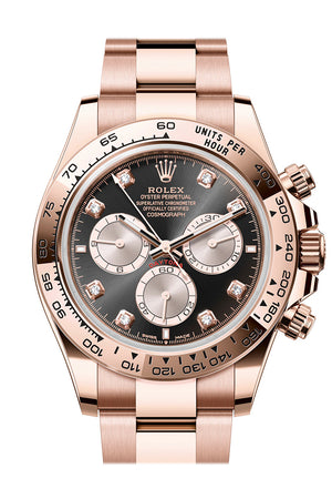 Rolex Daytona 40 Bright Black and Sundust Diamond Dial Rose Gold Mens Watch 126505