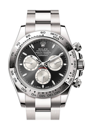 Rolex Daytona 40 Bright Black and Steel Dial White Gold Mens Watch 126509