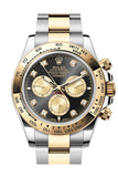 Rolex Daytona 40 Black and Golden Diamond Dial Yellow Gold Stainless Steel Mens Watch 126503