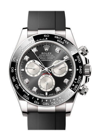 Rolex Daytona 40 Black Steel Diamond Dial White Gold Mens Watch 126519LN