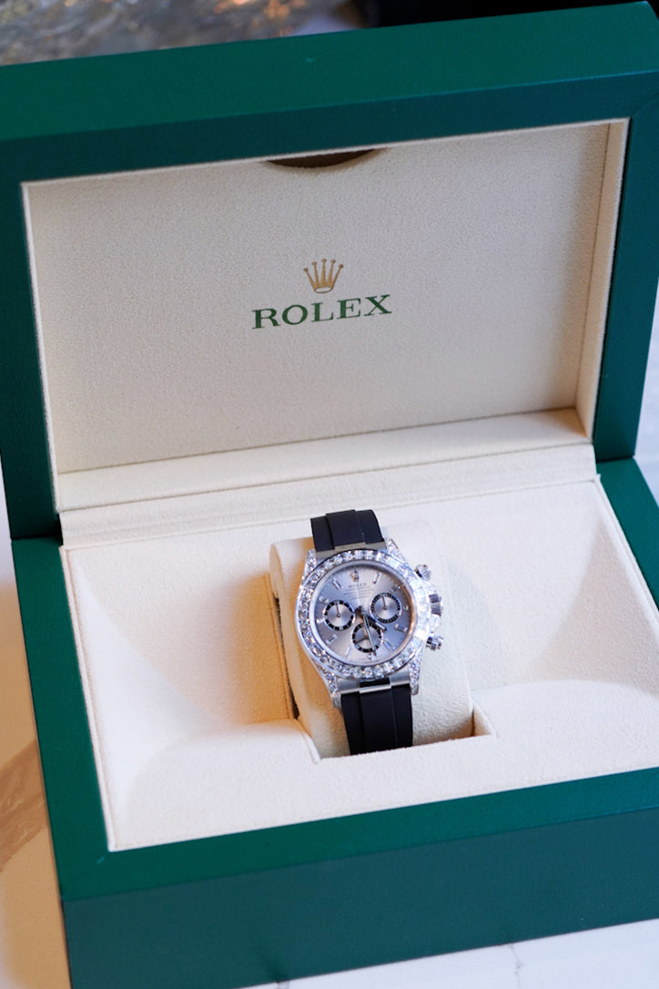 Rolex Daytona Silver bagguet Diamond Dial Diamond Bezel Oysterflex Bracelet Bracelet 126539TBR