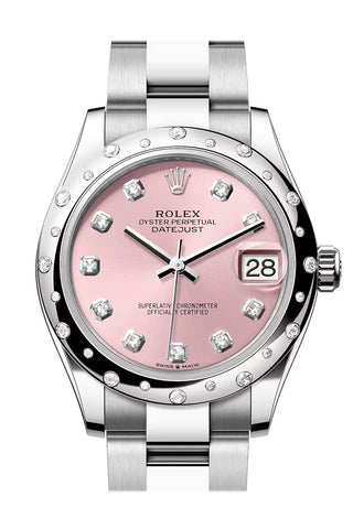 Rolex 278344RBR Datejust 31 Pink Diamond Dial Dome Diamond Bezel White Gold Oyster Bracelet