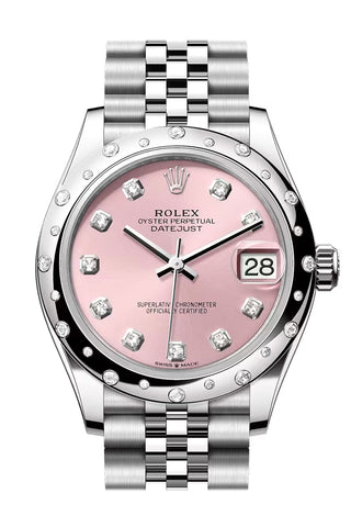 Rolex 278344RBR Datejust 31 Pink Diamond Dial Dome Diamond Bezel White Gold Jubilee Bracelet