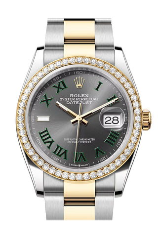 Rolex 126283RBR Datejust 36 Slate Dial Diamond Bezel Yellow Gold Steel Oyster Bracelet