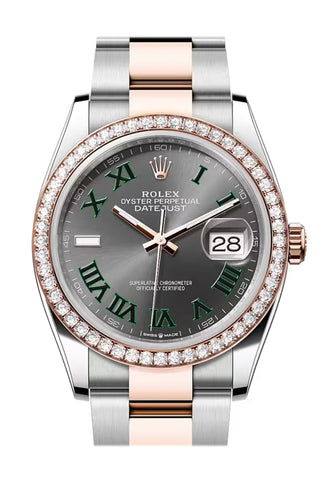 Rolex 126281RBR Datejust 36 Slate Dial Diamond Bezel Rose Gold Steel Oyster Bracelet