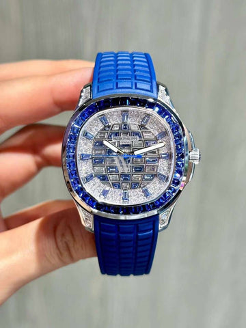 Patek Philippe Aquanaut Diamond Blue Sapphire Dial Watch 5268 461G WatchGuyNYC
