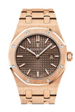 Audemars Piguet Royal Oak Brown Dial Ladies 18Kt Pink Gold Watch 67650Or.oo.1261Or.01