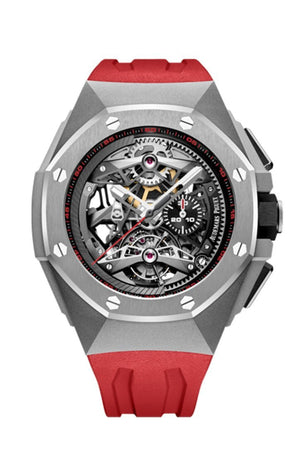 Audemars Piguet Royal Oak Concept Tourbillon Chronograph In Titanium Red Rubber Strap With Skeleton