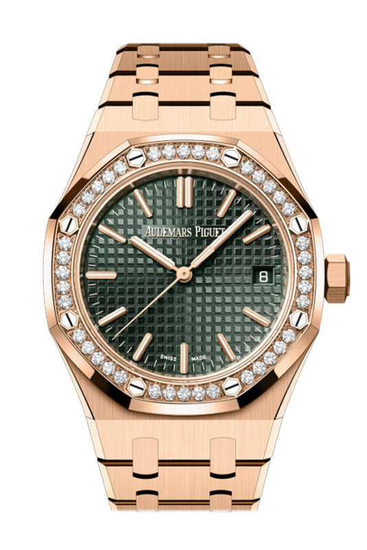 Audemars Piguet Royal Oak 37 Khaki green dial 18 carat pink gold