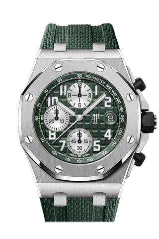 Audemars Piguet Royal Oak Offshore 42 Khaki Green Dial Rubber Strap Watch 26238Ti.oo.a056Ca.01