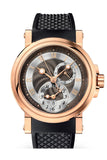 Breguet Marine Dual Time Black Dial Rose Gold Black Rubber Men's Watch 5857BRZ25ZU