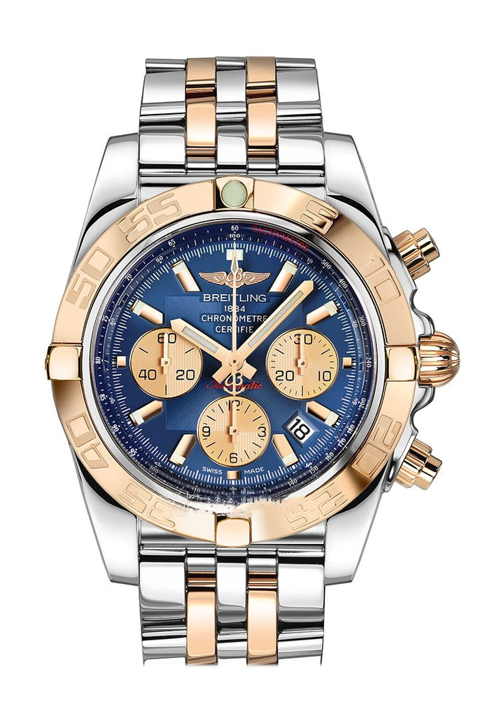 Breitling Chronomat 44 Blue Dial Steel And Rose Gold Automatic Mens Watch Cb011012-C790