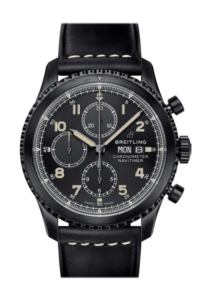 Breitling navitimer 2025 black leather strap