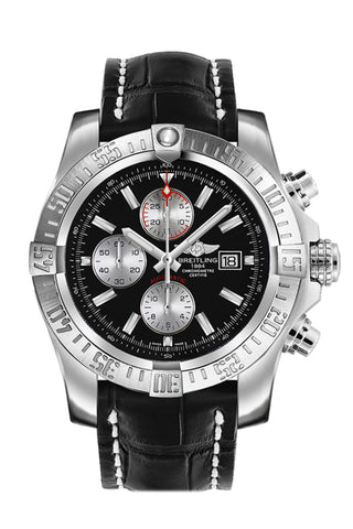Breitling Super Avenger 2 Black Leather Deployment A1337111 Bc29 Watch