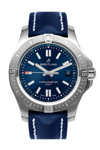 Breitling New Colt 44Mm Blue Leather A17388101 C1X1 Watch