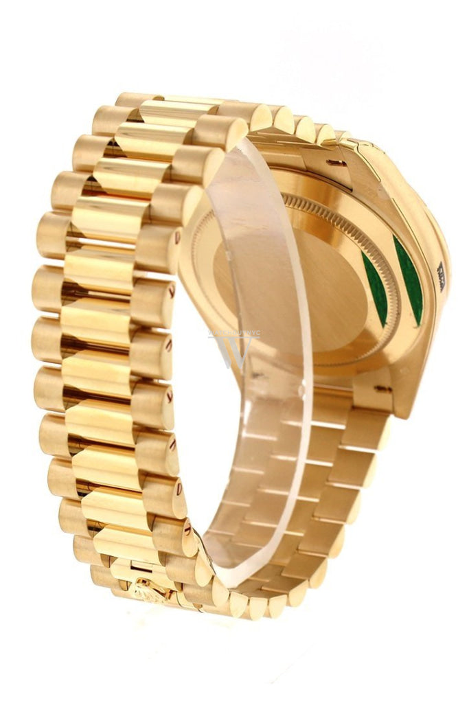 Rolex 228238 Day Date 40 Champagne 10 Baguette Diamond Gold WatchGuyNYC