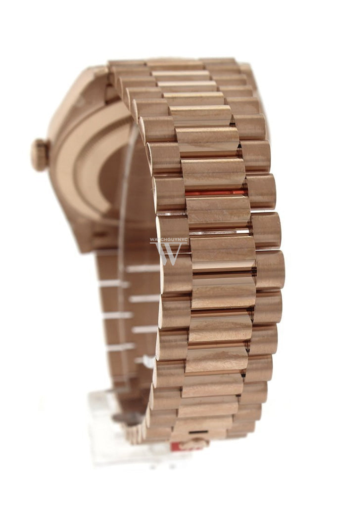 Rolex Day-Date 40 Pave Diamond 10 Baguette-Cut Fluted Dial Bezel 18K Everose Gold President