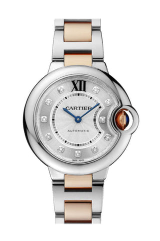 Cartier Ballon Bleu 33Mm Diamond Dial Steel Rose Gold We902061 Watch