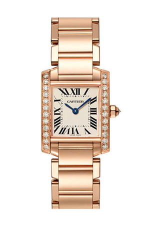 Cartier Tank Francaise Small Diamond Bezel Rose Gold Ladies Watch WJTA0022