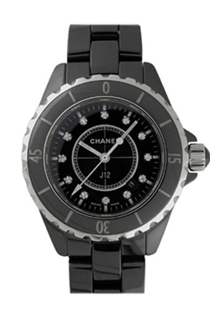 Chanel J12 Black Dial Diamond Black Ceramic Strap Women's Watch H6419