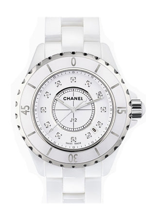 Chanel J12 33mm White Ceramic Diamond Dial Women's Watch