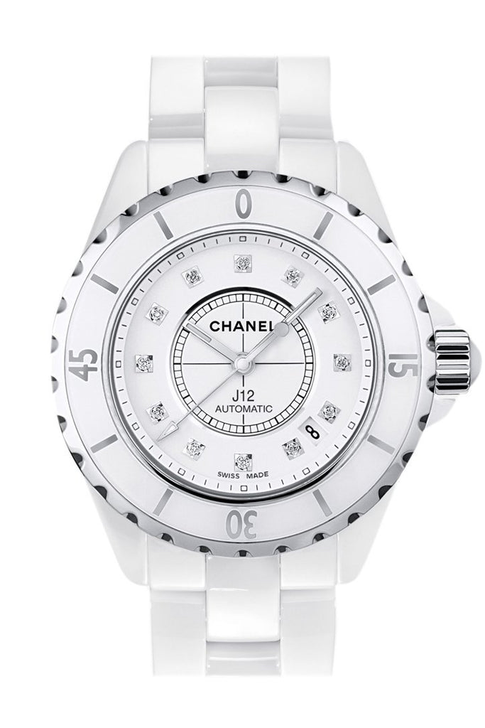 Chanel J12 Diamond White Ceramic Midsize Unisex Watch H1629